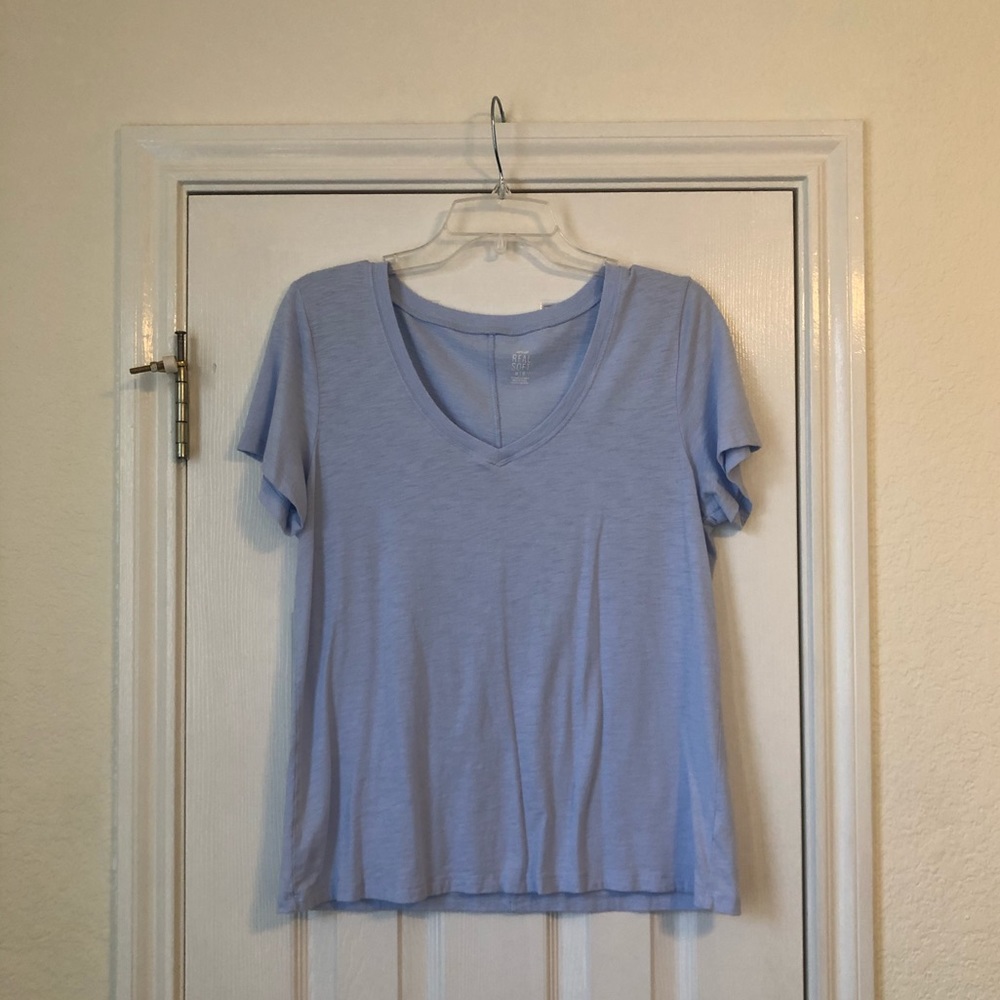Aerie Real Soft Light Blue V-neck Shirt Size M